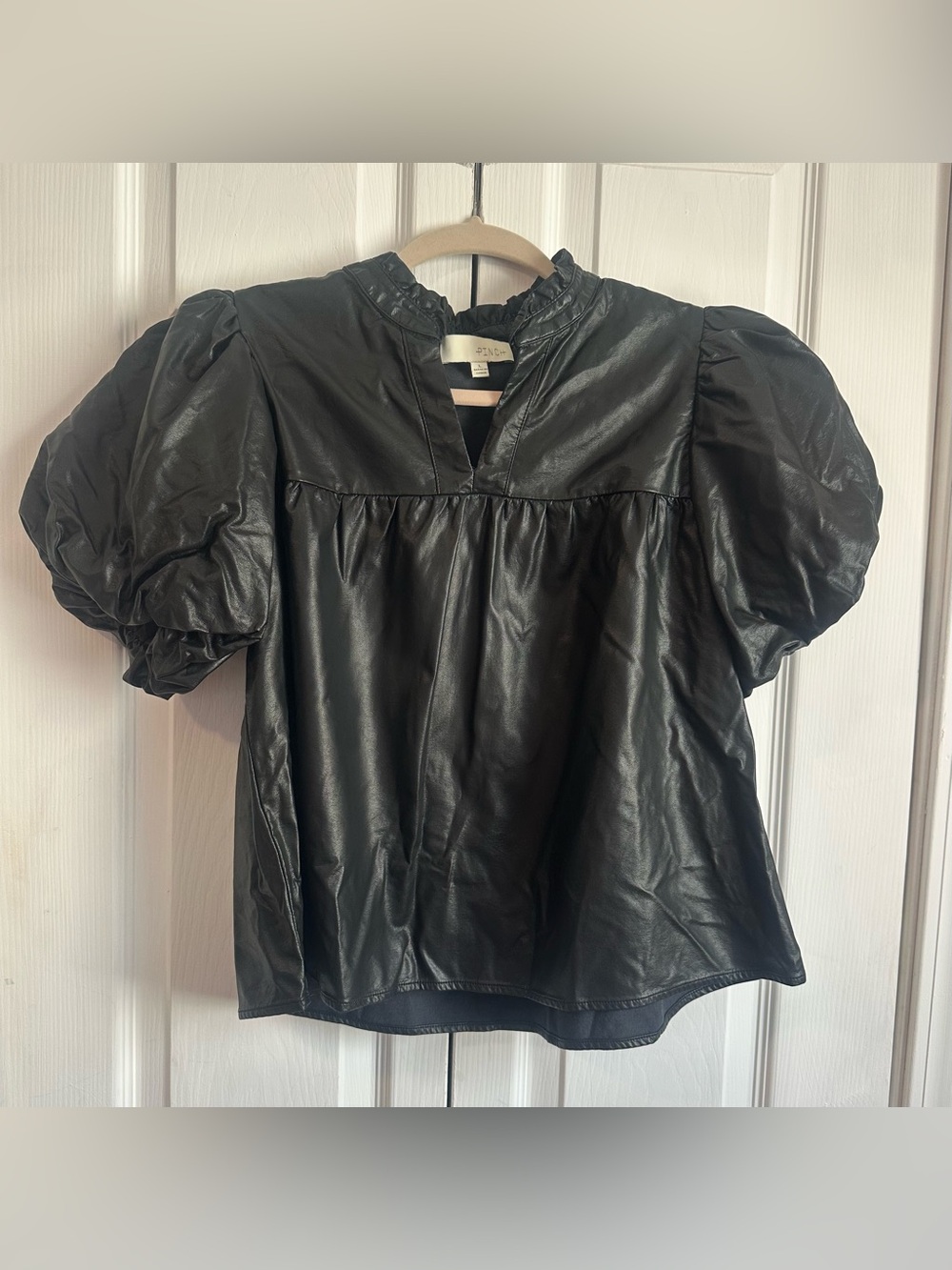 Pinch black faux leather blouse women’s large